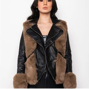Like New Azalea Wang Faux Fur Leather Moto Jacket